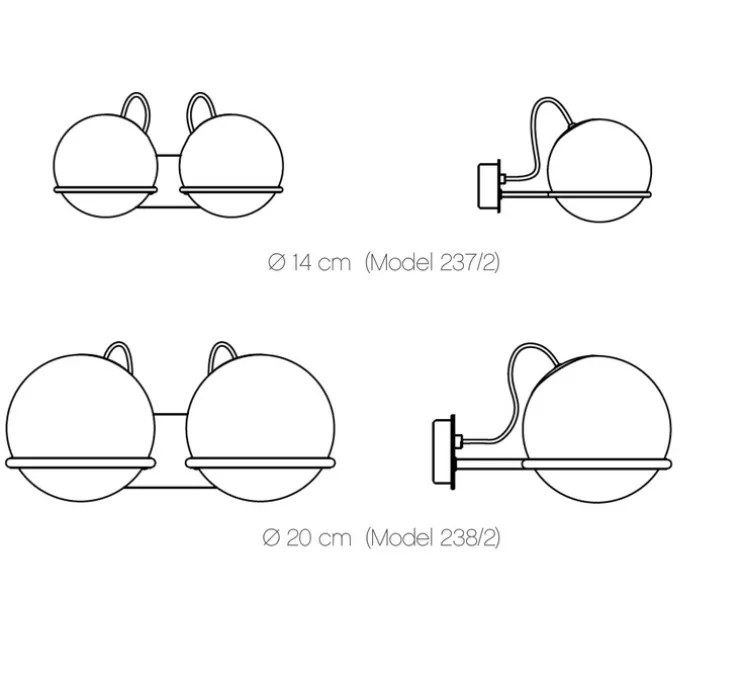 Applique murale, Model 237/2, champagne, L31cm, H23cm - Astep
