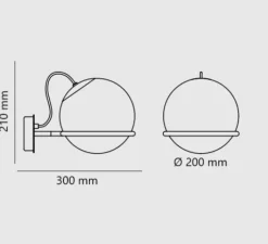 Applique*Astep Applique murale, Model 238/1 sans interrupteur, , L20cm, H30cm - noir