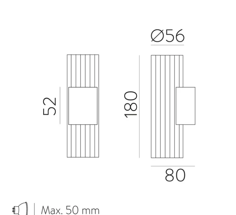 Applique*ACB Applique murale, Modrian 2L, , L5,65cm, H18cm - noir
