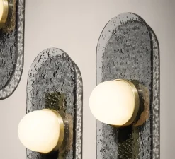 Applique*CTO lighting Applique murale, Modulo single, , LED, dim, 2700K, lm, L12cm, H28cm - verre fumé, laiton satiné