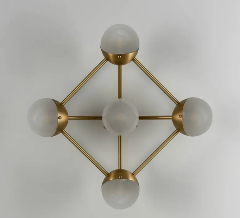 Applique*Schwung Applique murale, Molecule 5, , L58,4cm, H22,4cm - laiton, verre frosted