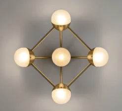 Applique*Schwung Applique murale, Molecule 5, , L58,4cm, H22,4cm - laiton, verre frosted