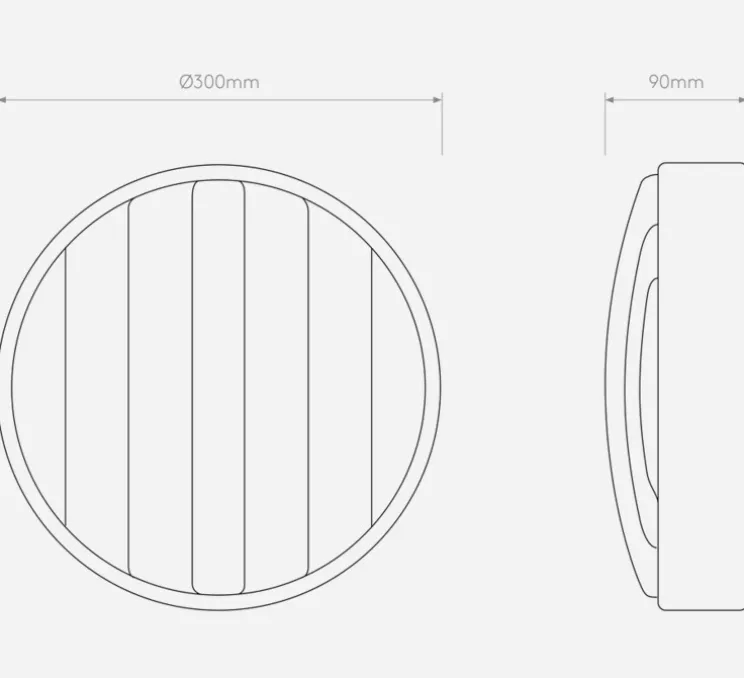 Applique murale, Montréal Round 300, noir mat, IP44, L30cm, H30cm - Astro