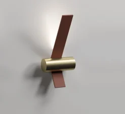 Applique*Tooy Applique murale, Nastro 563.41, , IP40, LED, dim, 2700K, 1700 lm, L22cm, H50cm - terracotta, laiton brossé