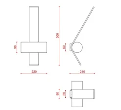 Applique*Tooy Applique murale, Nastro 563.41, , IP40, LED, dim, 2700K, 1700 lm, L22cm, H50cm - terracotta, laiton brossé
