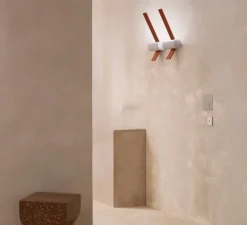 Applique*Tooy Applique murale, Nastro 563.41, , IP40, LED, dim, 2700K, 1700 lm, L22cm, H50cm - terracotta, béton