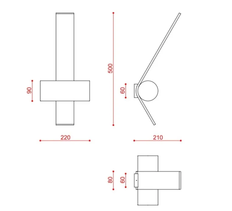 Applique*Tooy Applique murale, Nastro 563.41, , IP40, LED, dim, 2700K, 1700 lm, L22cm, H50cm - terracotta, béton