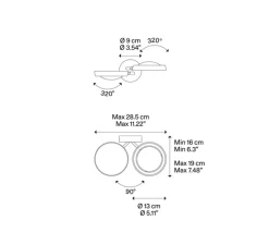 Applique*Lodes Applique murale, Nautilus Double, , LED, 2700K, 1990 lm, L28,5cm, H6cm - noir mat