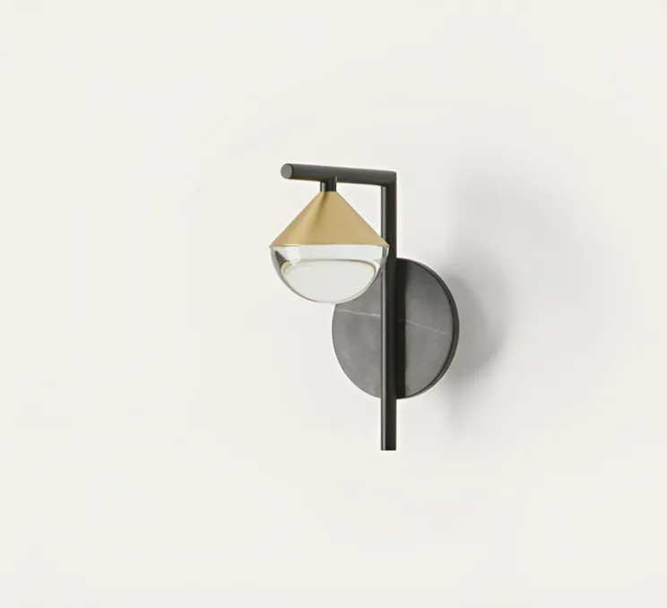 Applique murale, Nino A1275, marbre noir et métal doré, LED, dim, 2700K, 700 lm, L12cm, H23,2cm-Aromas del Campo