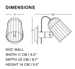 Applique murale, Noc avec câble, blanc cassé, 2800K, 470lm, L11cm, H14cm - HAY