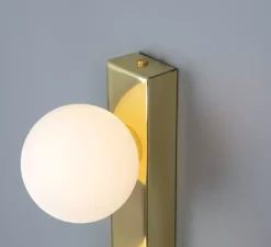 Applique*Mullan Lighting Applique murale, Noelani, laiton poli, verre opalin, IP44, Lcm, H40cm - laiton, verre opalin