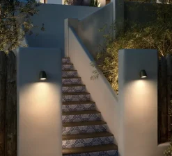 Applique*Bover Applique murale, Nut A/01 Outdoor, , IP66, LED, dim, 2700K, 950 lm, Ø15,5cm, H13,5cm - noir texturé