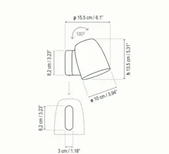 Applique*Bover Applique murale, Nut A/01 sans bouton, , IP54, LED, dim, 2700K, 950 lm, L10cm, H13,5cm - noir