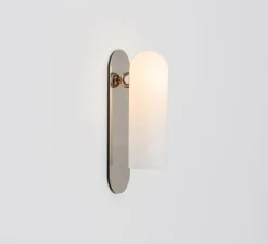 Applique*Schwung Applique murale, Odyssey Large, , L10,5cm, H38cm - opalin et nickel poli