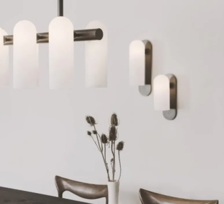 Applique*Schwung Applique murale, Odyssey Small, , L10,5cm, H23cm - opalin et nickel poli