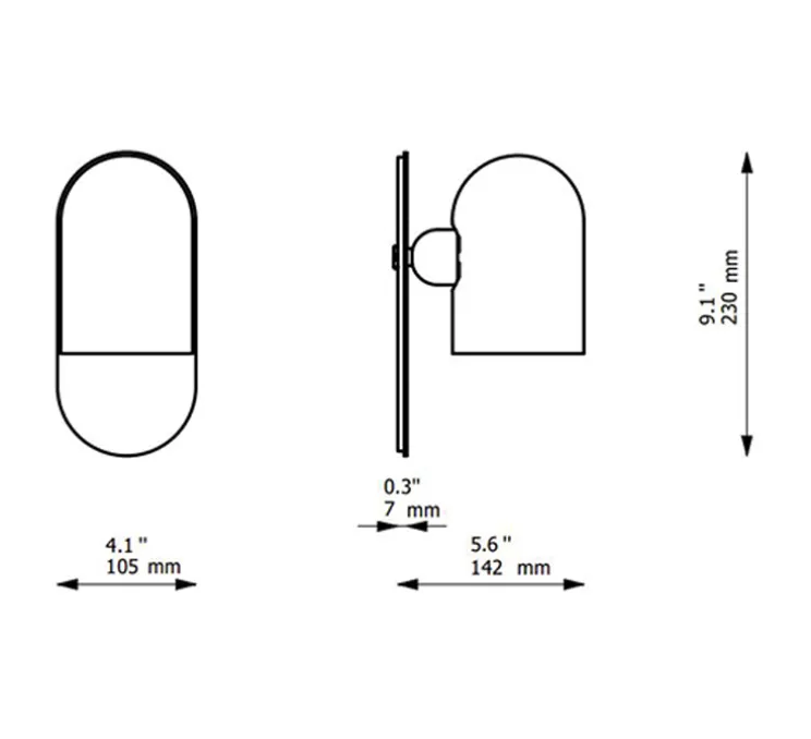 Applique murale, Odyssey Small, opalin et noir, L10,5cm, H23cm - Schwung