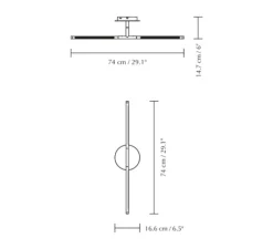 Applique*Umage Applique murale, Omni Wall, , LED, dim, 2700K, 1000 lm, L74cm, H16,6cm - acier brossé