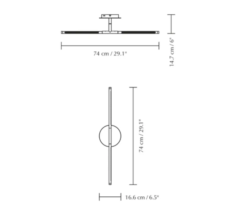 Applique*Umage Applique murale, Omni Wall, , LED, dim, 2700K, 1000 lm, L74cm, H16,6cm - acier brossé
