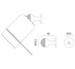 Applique*Tonone Applique murale, One + Knob, , LED, dim, 2700K, 245 lm, L11,7cm, H5cm - noir