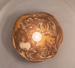 Applique murale, Organic Ceramic 35/40, céramique rouge, verre givré, Ø35/40cm, H10cm - Contain