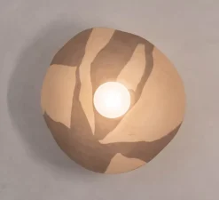 Applique*Contain Applique murale, Organic Ceramic 22/24, , Ø22/24cm, H10cm - céramique gris et crème, verre givré