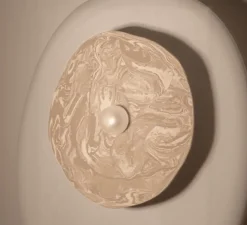 Applique murale, Organic Ceramic 35/40, céramique crème, verre givré, Ø35/40cm, H10cm - Contain