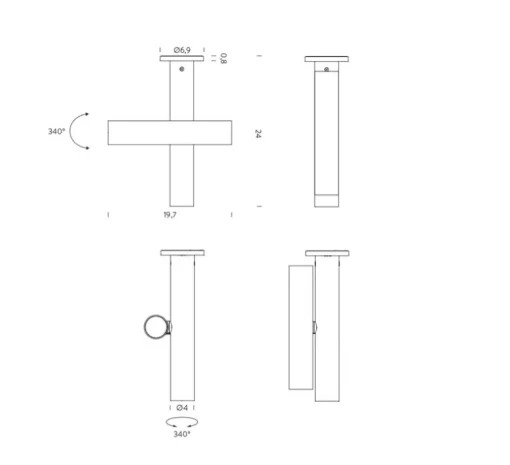 Applique murale, orientable, Tubes, dim. Triac, blanc, LED, 2700K, 380lm, ∅6,9cm, H24cm - Nemo Lighting