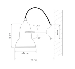 Applique murale, Original 1227, gris et laiton, Ø14cm, H16cm - Anglepoise
