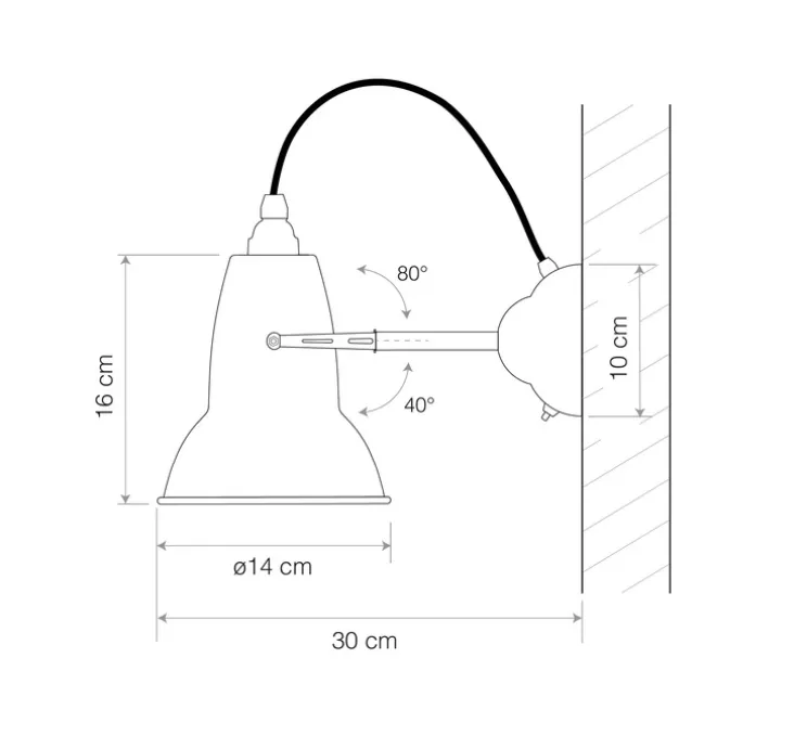 Applique murale, Original 1227, gris et laiton, Ø14cm, H16cm - Anglepoise