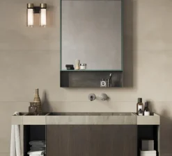 Applique*Tooy Applique murale, Osman, métal noir mat et laiton brossé, verre transparent, L22cm, H23cm - verre transparent, métal noir mat et laiton brossé