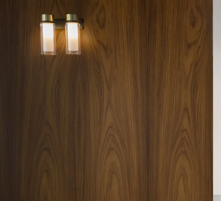 Applique*Tooy Applique murale, Osman, métal noir mat et laiton brossé, verre transparent, L22cm, H23cm - verre transparent, métal noir mat et laiton brossé