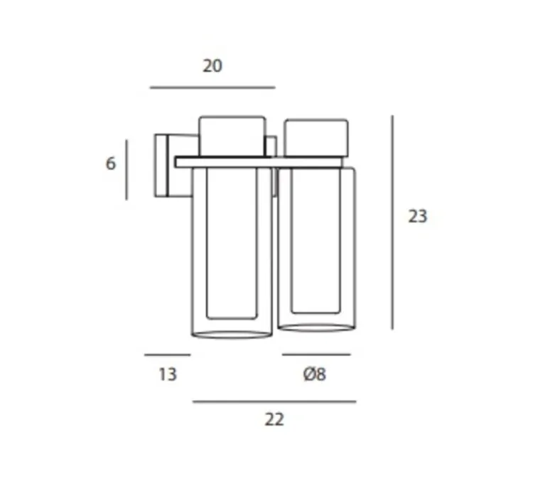 Applique*Tooy Applique murale, Osman, métal noir mat et laiton brossé, verre transparent, L22cm, H23cm - verre transparent, métal noir mat et laiton brossé