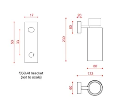 Applique murale, Osman, noir mat, laiton brossé et verre transparent, L8cm, H23cm - TOOy