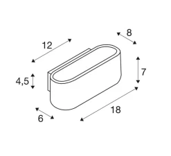Applique*SLV Applique murale, Ossa 180, , Ø18cm, H7cm - blanc