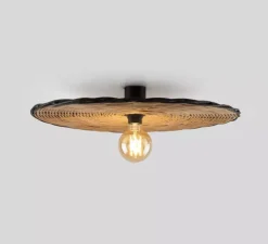 Applique murale ou plafonnier, Costas 600 H70, noir mat, Ø60cm, H7cm - Faro