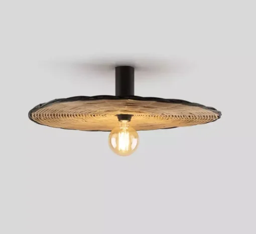 Applique murale ou plafonnier, Costas 600 P140, noir mat, Ø60cm, H14cm - Faro