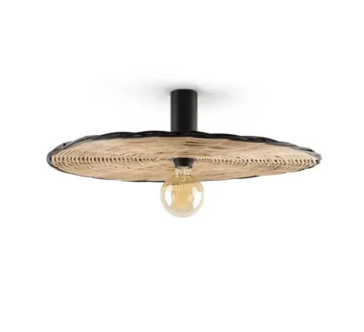 Applique murale ou plafonnier, Costas 600 P140, noir mat, Ø60cm, H14cm - Faro