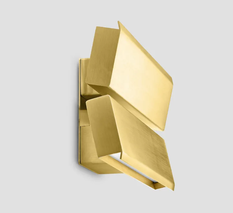 Applique murale, Papilio Double, laiton brossé, LED, dim, 2700K, lm, L17cm, H30cm - Anour