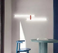 Applique*Axolight Applique murale, Paralela, Modèle 8, driver et fixation murale inclus, , LED, dim, 2700K, 1418 lm, Ø3cm, H93,6cm - Rouge terre