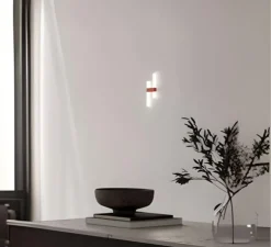 Applique murale, Paralela, Modèle 1, driver inclus, Rouge terre, LED, dim, 2700K, 1418 lm, Ø3cm, H29,7cm - Axolight