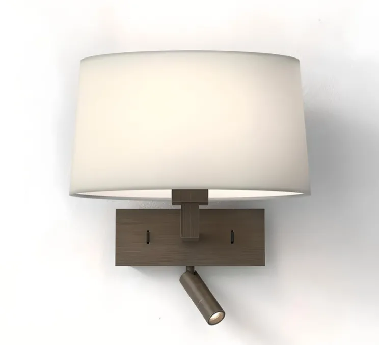 Applique murale, Park Lane reader, bronze, abat-jour blanc, LED + E27, 2700K, 101 lm, L28,5cm, H34,8cm - Astro