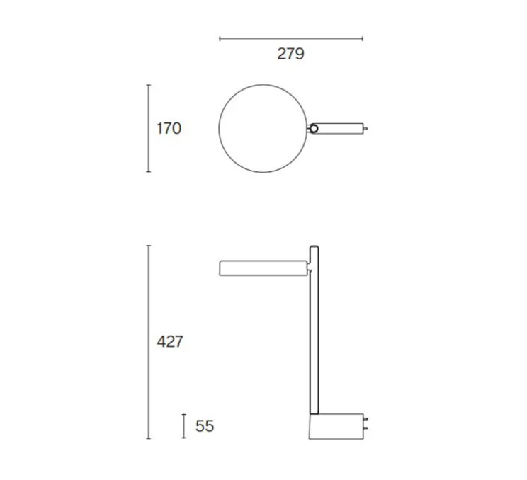 Applique murale, Pastille BR2, noir graphite, LED, 2700K, 690lm, L17cm, H42,7cm - Wastberg