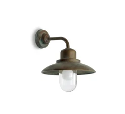 Applique*Moretti Luce Applique murale, Patio 1353, , verre transparent, IP44, L36,5cm, H35cm - Cuivre laiton vieilli