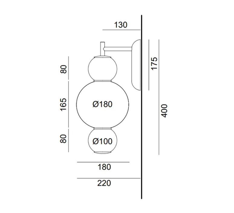 Applique*Formagenda Applique murale, Pearl A, , LED, 2700K, 1200lm, L16,5cm, H40cm - blanc et or