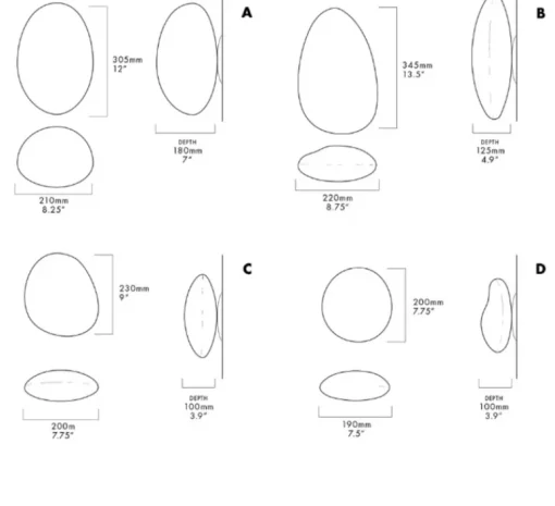 Applique*A-N-D Applique murale, Pebble A, Slate, LED dimmable, 2700K, 1750lm, L21cm, H30.5cm - Gris Ardoise