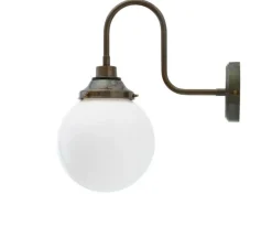 Applique murale, Pelagia, laiton antique, opalin, IP44, L20cm, H40cm - Mullan Lighting