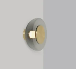 Applique*CTO lighting Applique murale, Pendulum, , LED, dim, 2700K, lm, L32cm, H32cm - laiton satiné, verre fumé