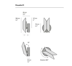 Applique murale, Pirouette V1, laiton satiné, laiton satiné, LED, dim, 2700K, 417 lm, L11cm, H18,6cm - CVL
