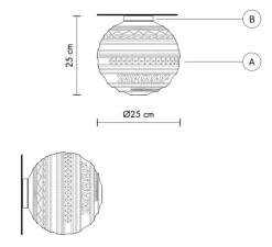 Plafonnier & Spot*Karman Applique murale, Plafonnier, Braille, , Ø25cm, H25cm - blanc
