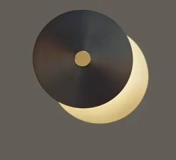 Applique murale, Plafonnier, Eclipse XL, laiton satiné, noir LED, Ø38cm - CVL